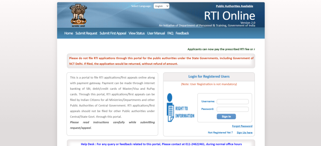 How To File An Rti Online In India Rti Filing Procedure